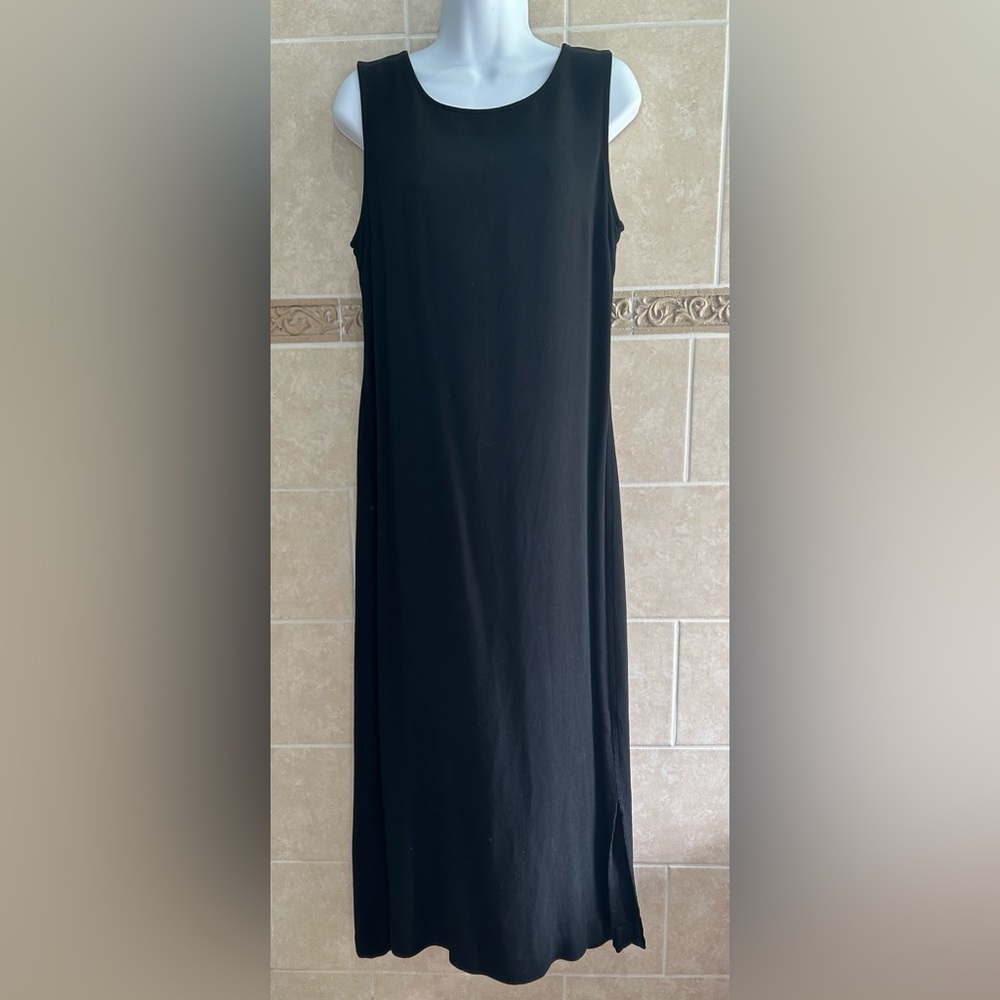 Russ Berens Black Hand Colored Pre-Shrunk Tencel Dress Made in USA
